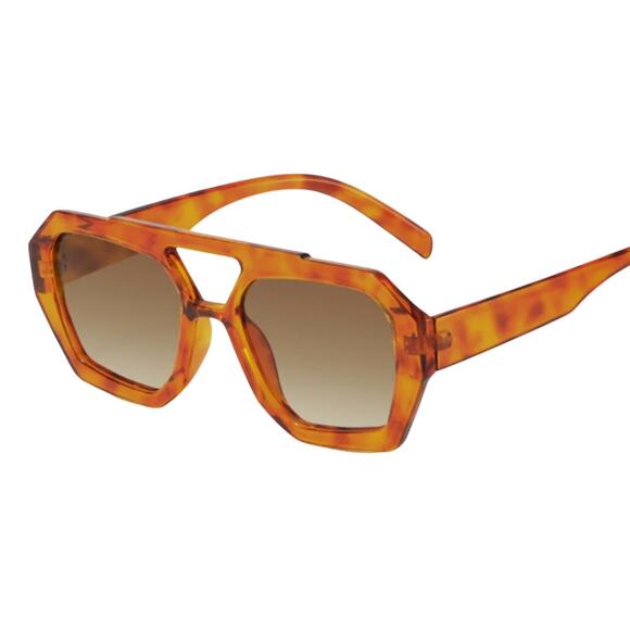 Retro Square Double Bridge Women's Luxury Sunglasses Big Frame Brown Eyewear NEW - Picture 2 of 4